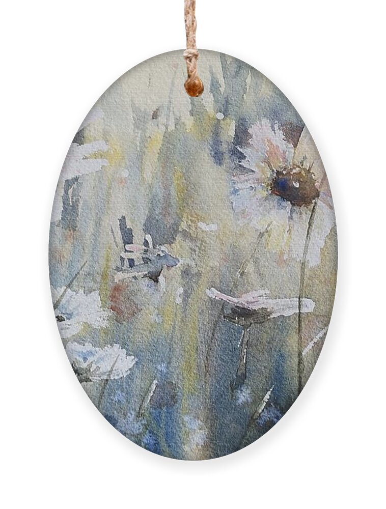 Watercolour Art Ornament featuring the painting Wild Daisies by Sheila Romard