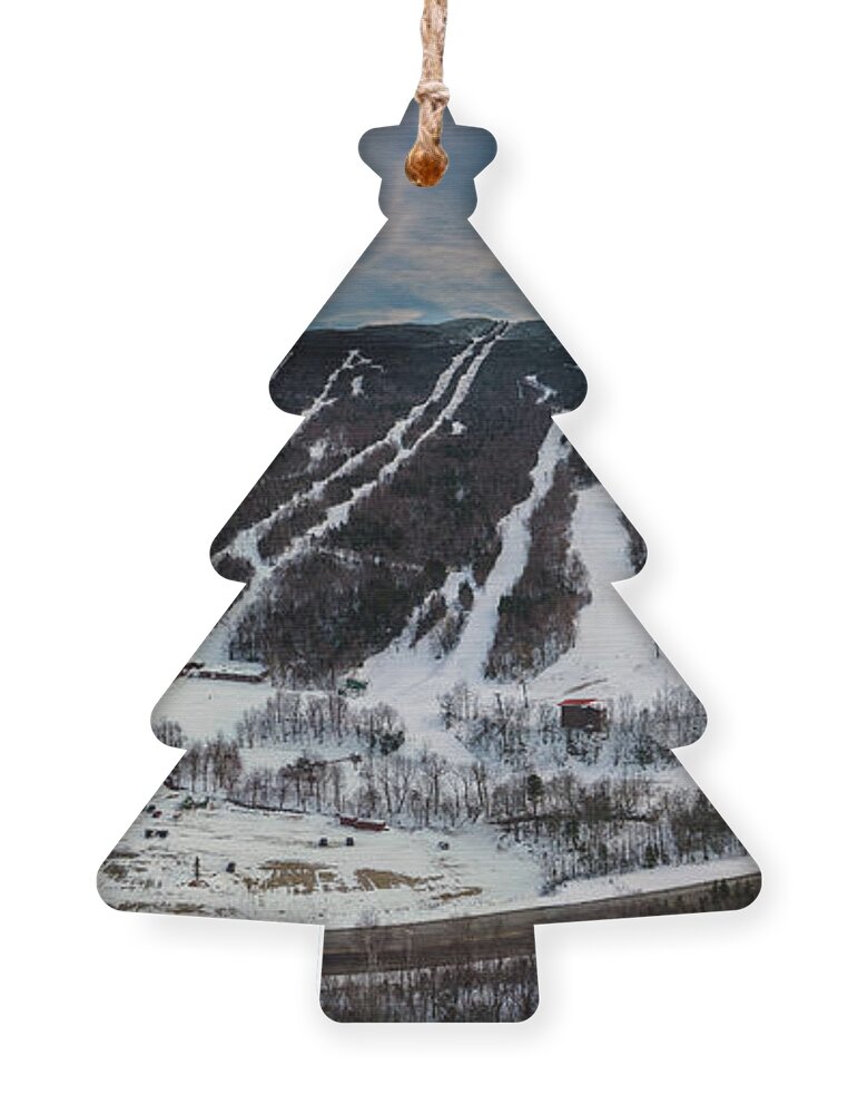 Wildcat Ski Area Ornament featuring the photograph Wildcat Mountain, NH Panorama by John Rowe