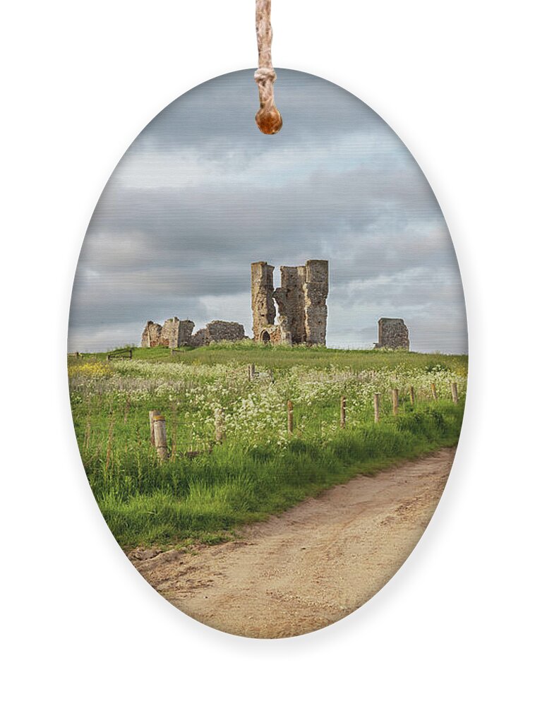 British Ornament featuring the photograph Winding road leading to a chirch ruin in Norfolk by Simon Bratt