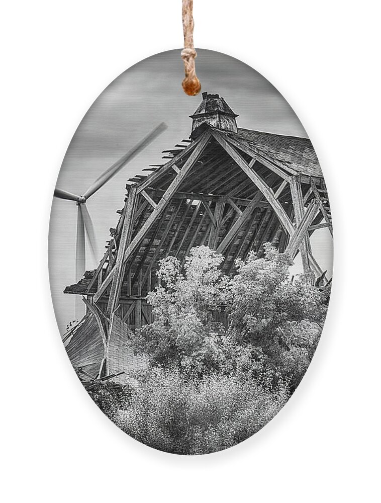 Windmill Ornament featuring the photograph Windmill and Barn by Edward Shotwell