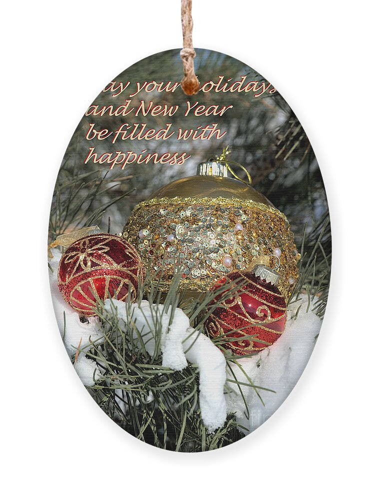 Holiday Greeting Ornament featuring the photograph Winter Greeting Card by Kae Cheatham