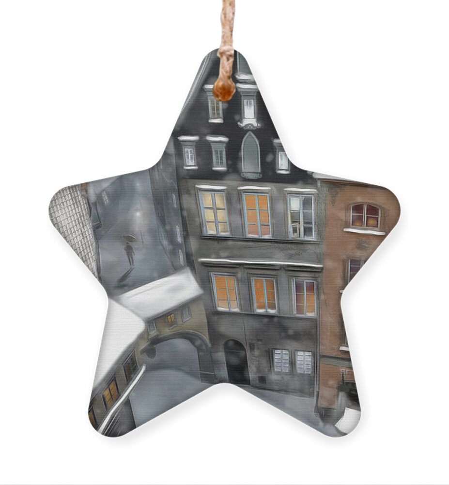 Buildings Ornament featuring the photograph Winter in the Old Town by Aleksander Rotner