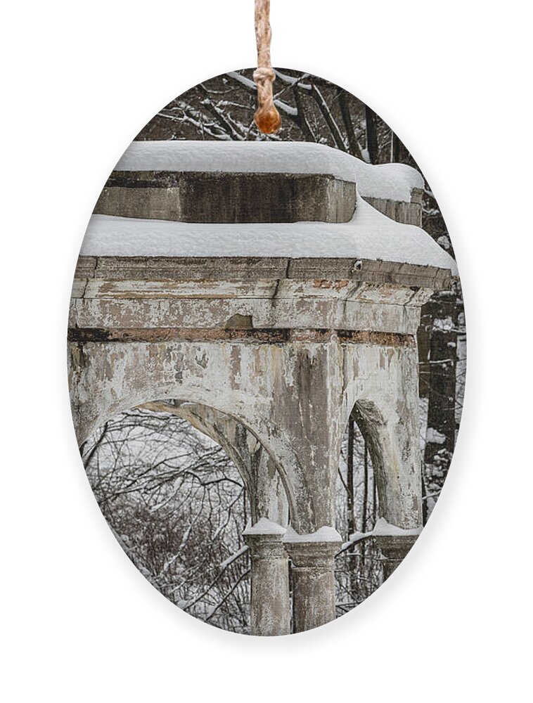 Tibbetts Brook Park Ornament featuring the photograph Winter in Tibbetts Brook Park 2 by Kevin Suttlehan