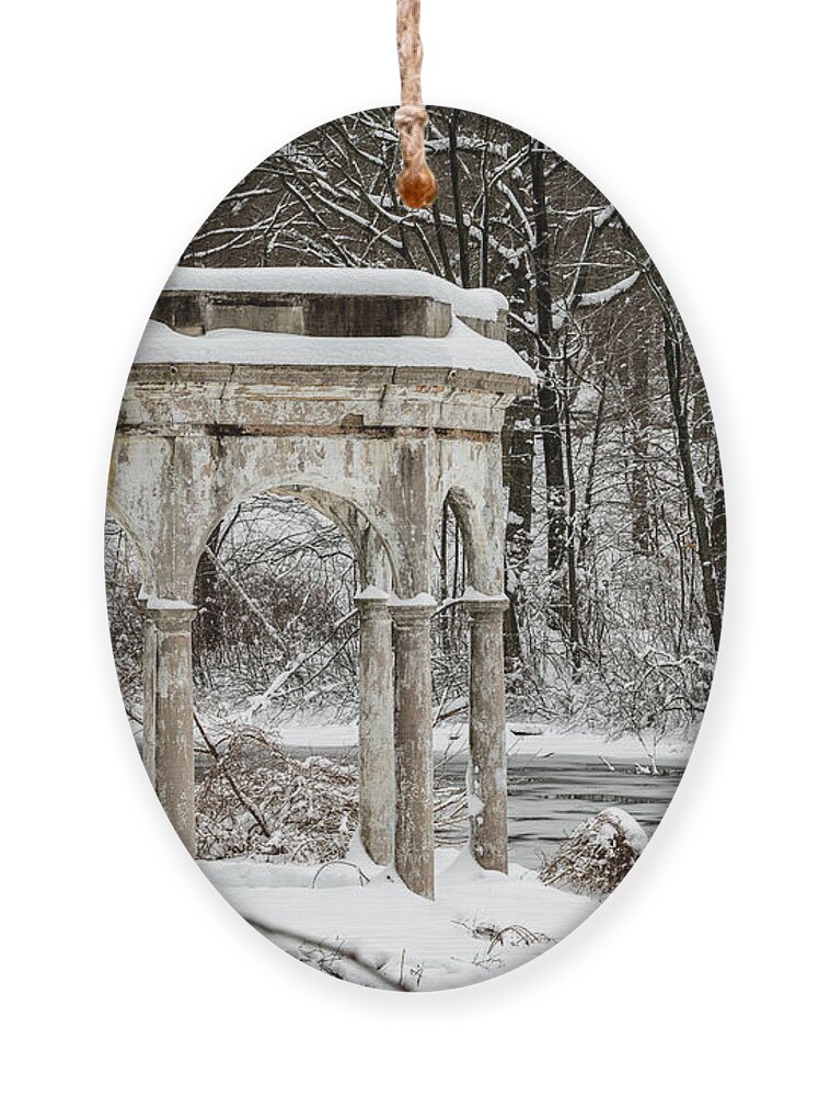 Tibbetts Brook Park Ornament featuring the photograph Winter in Tibbetts Brook Park by Kevin Suttlehan