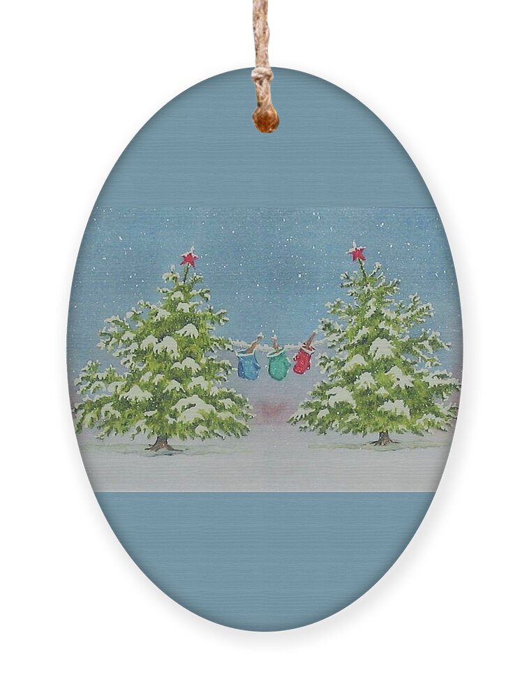 Fun Ornament featuring the painting Winter is Fun by Mary Ellen Mueller Legault