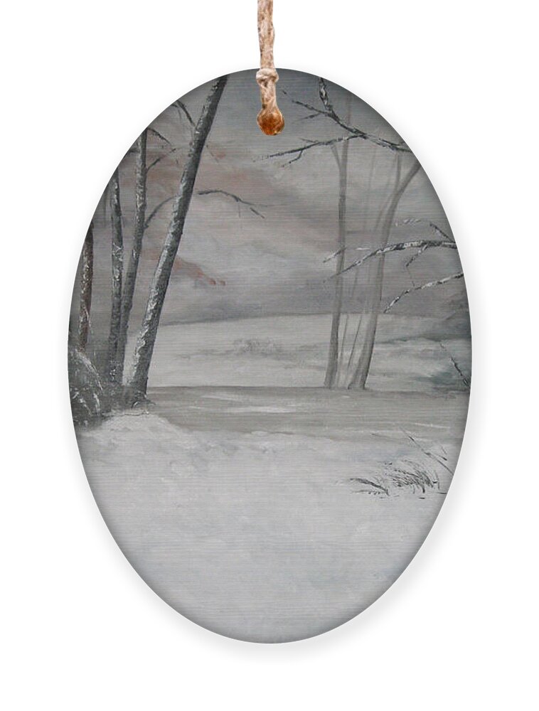Oil Painting Ornament featuring the painting Winter's Dawning Oil Painting by Catherine Ludwig Donleycott