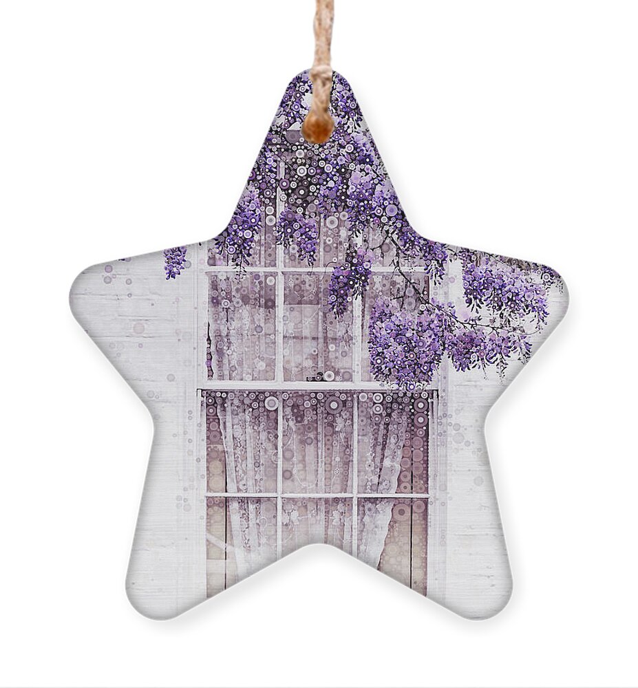 Wisteria Window Ornament featuring the mixed media Wisteria Window by Susan Maxwell Schmidt