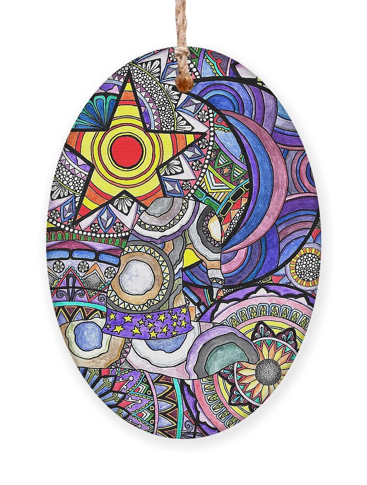 Wizard Ornament featuring the painting Wizard's Hat and Moon Mandalas by Gemma Reece-Holloway