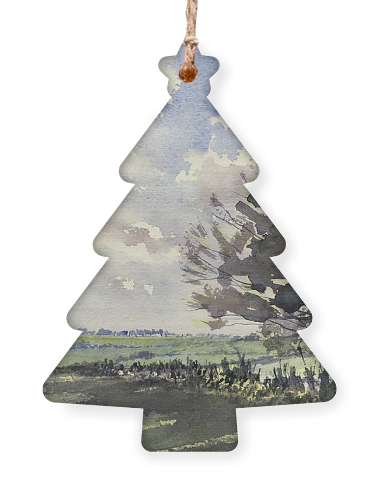 Watercolour Ornament featuring the painting Wolds Balk by Glenn Marshall