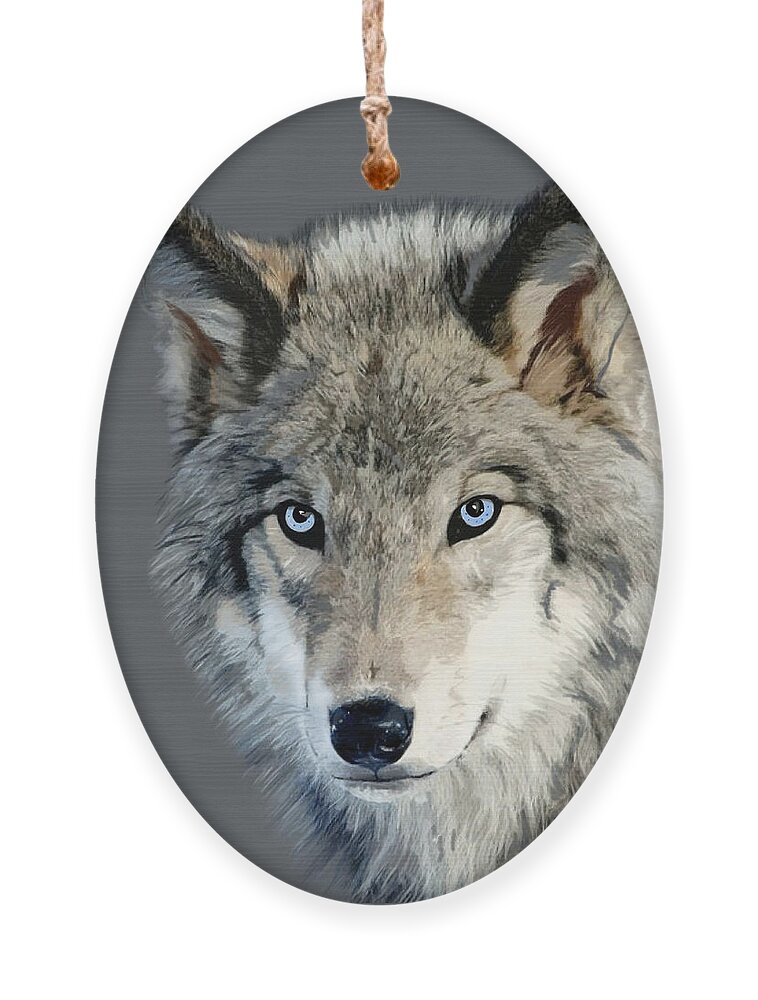 Nature Ornament featuring the mixed media Wolf by Judy Link Cuddehe