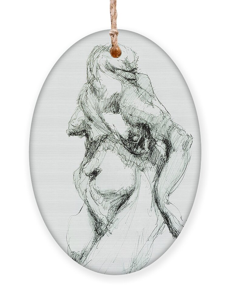 #women Ornament featuring the drawing Woman 52 by Veronica Huacuja