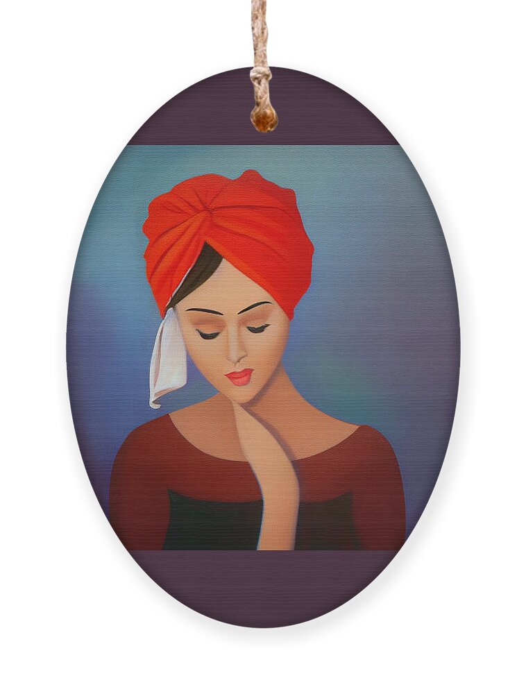 Woman With Turban Ornament featuring the digital art Woman with Turban by Caterina Christakos