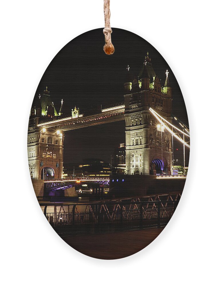 Sky Ornament featuring the photograph Tower Bridge with LED lighting by Vaclav Sonnek