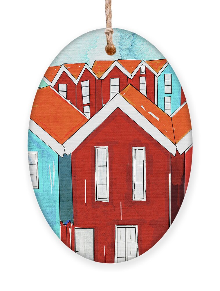 Architecture Ornament featuring the painting Wooden Fishing Huts by Sannel Larson