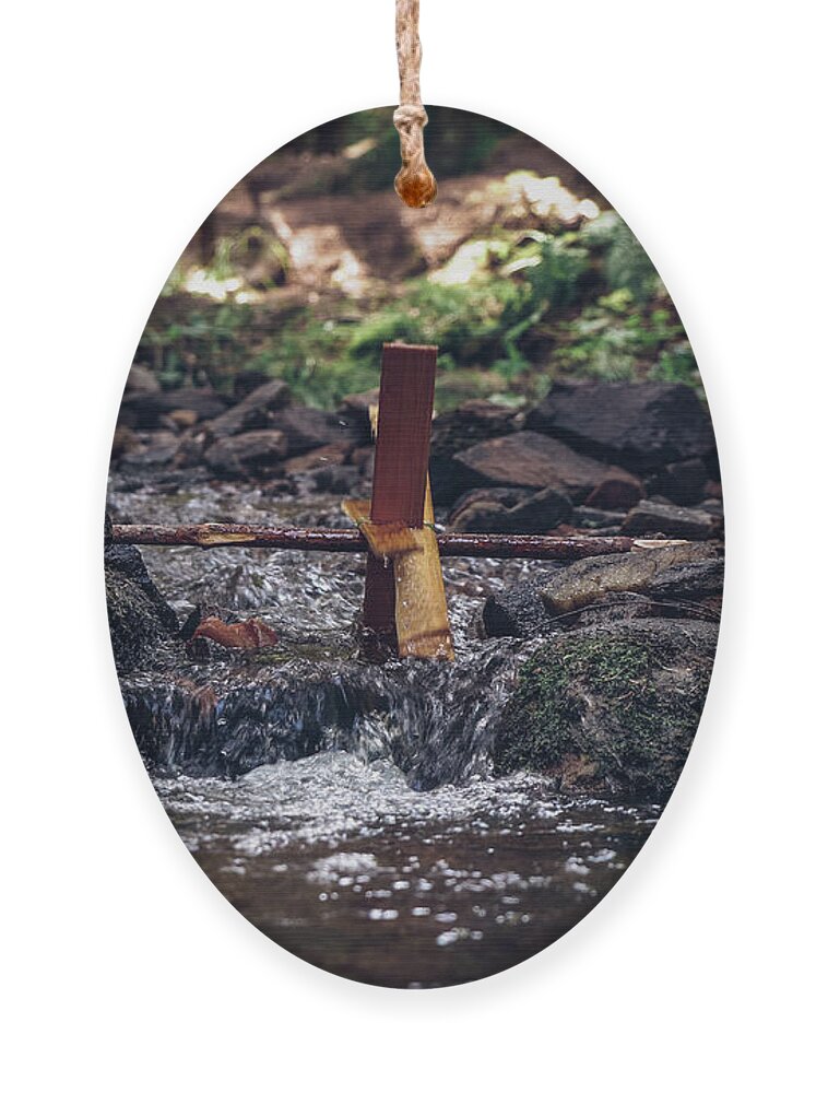 Generate Ornament featuring the photograph Wooden mill driven by a river by Vaclav Sonnek