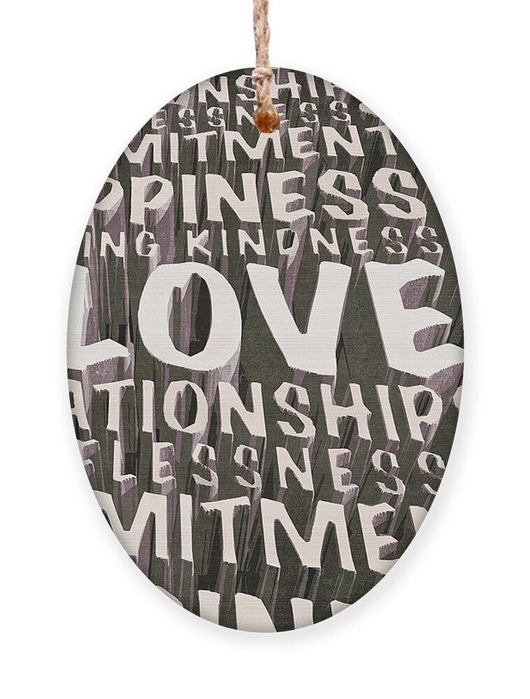 Love Ornament featuring the digital art Words of Love by Phil Perkins