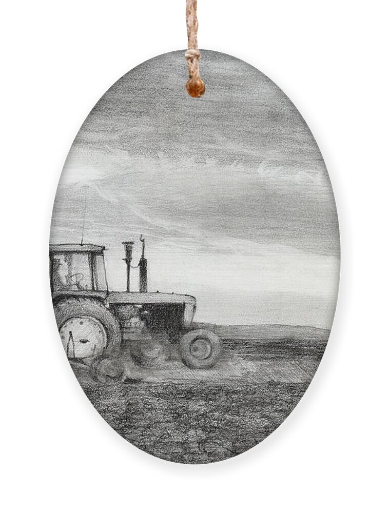 Farm Ornament featuring the painting Working Late by Hailey E Herrera