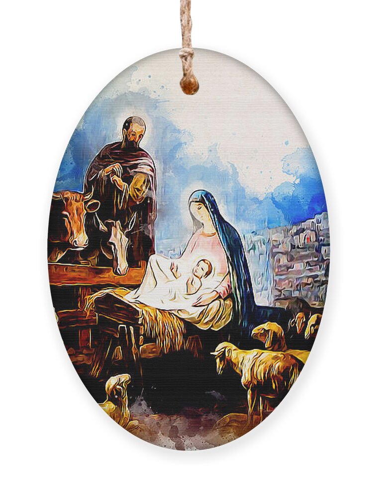 God Ornament featuring the painting Worship by Charlie Roman