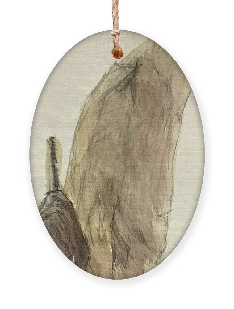 Figure Ornament featuring the painting Wrapped figure and coat by David Euler