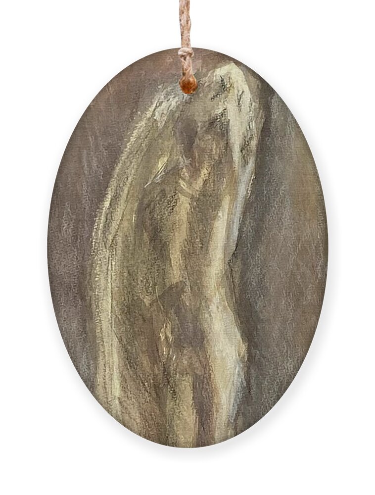 Pigments Ornament featuring the drawing Wrapped Figure in Brown by David Euler