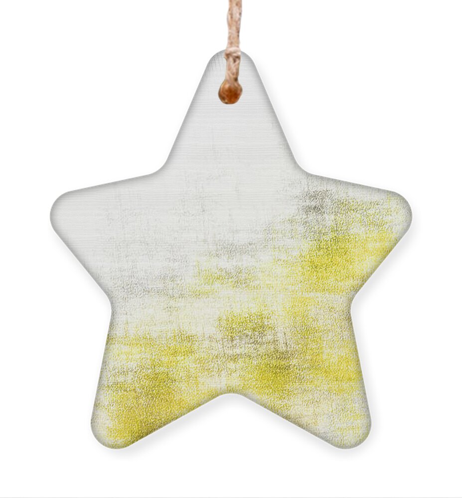 Yellow Ornament featuring the painting Yellow And Gray Art - In Flight by Lourry Legarde