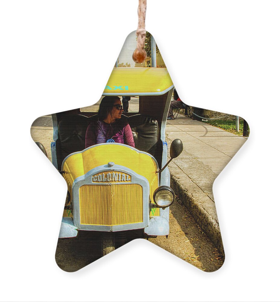 Architecture Ornament featuring the photograph Yellow Cabbie by Marilyn Cornwell
