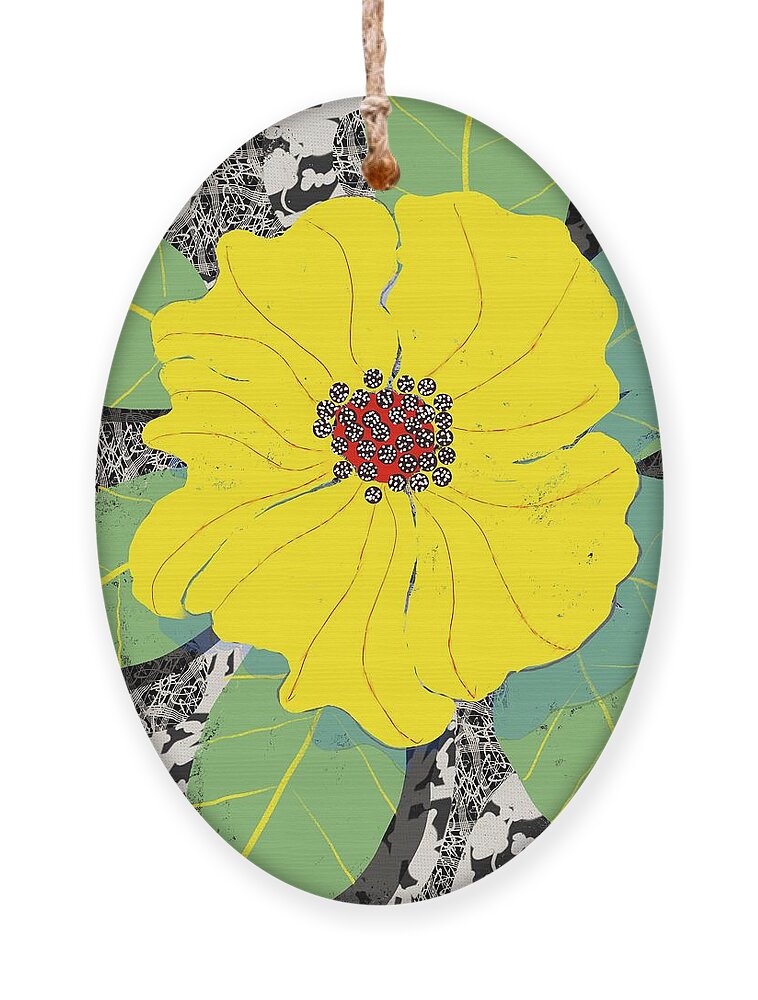 Flower Ornament featuring the digital art Yellow Flower by Steve Hayhurst