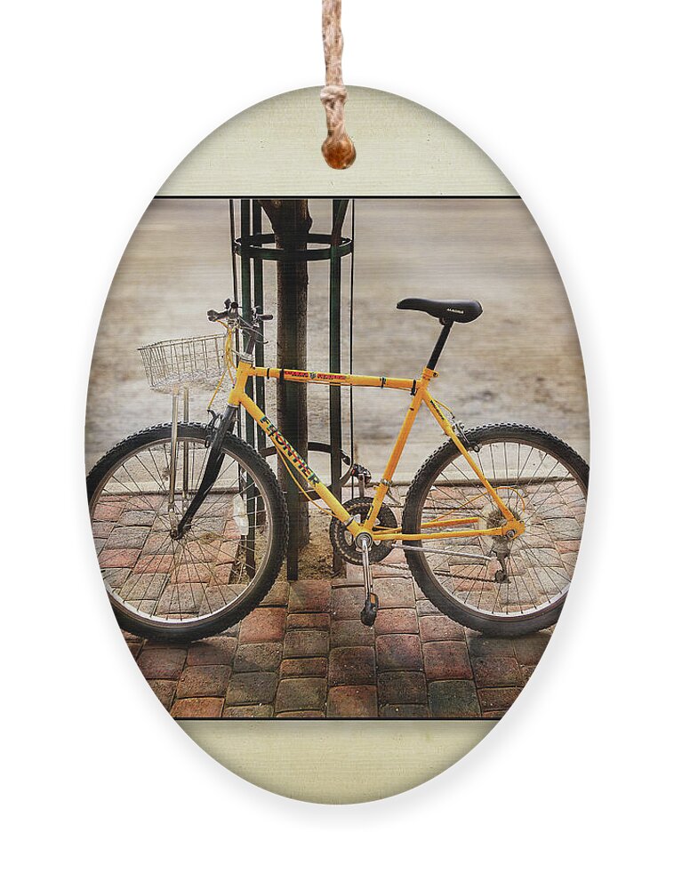 Bicycle Ornament featuring the photograph Yellow Frontier Bicycle Set by Craig J Satterlee
