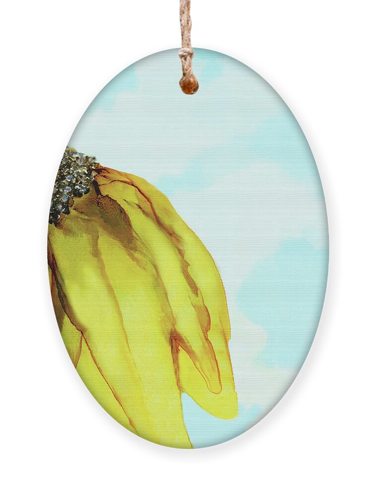 Sunflower Ornament featuring the painting Yellow Sunflower Against A Blue Sky by Deborah League