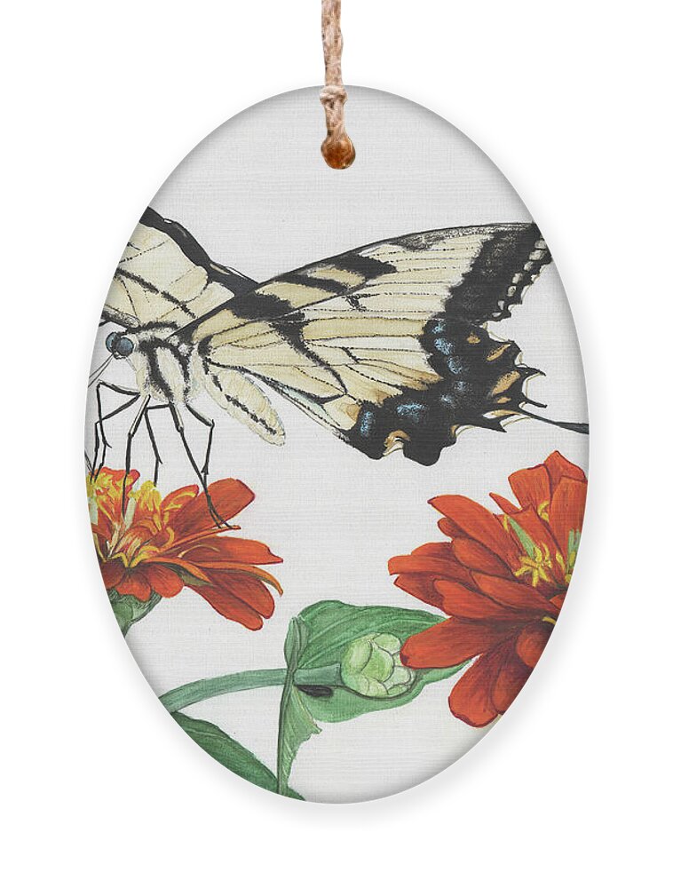Yellow Tiger Swallowtail Ornament featuring the painting Yellow Tiger by Heather E Harman