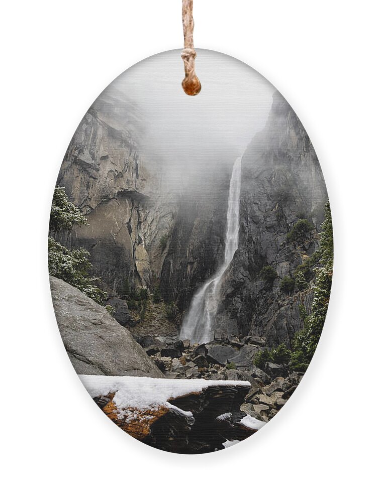 Ca Ornament featuring the photograph Yosemite Falls in Winter I by Cheryl Strahl