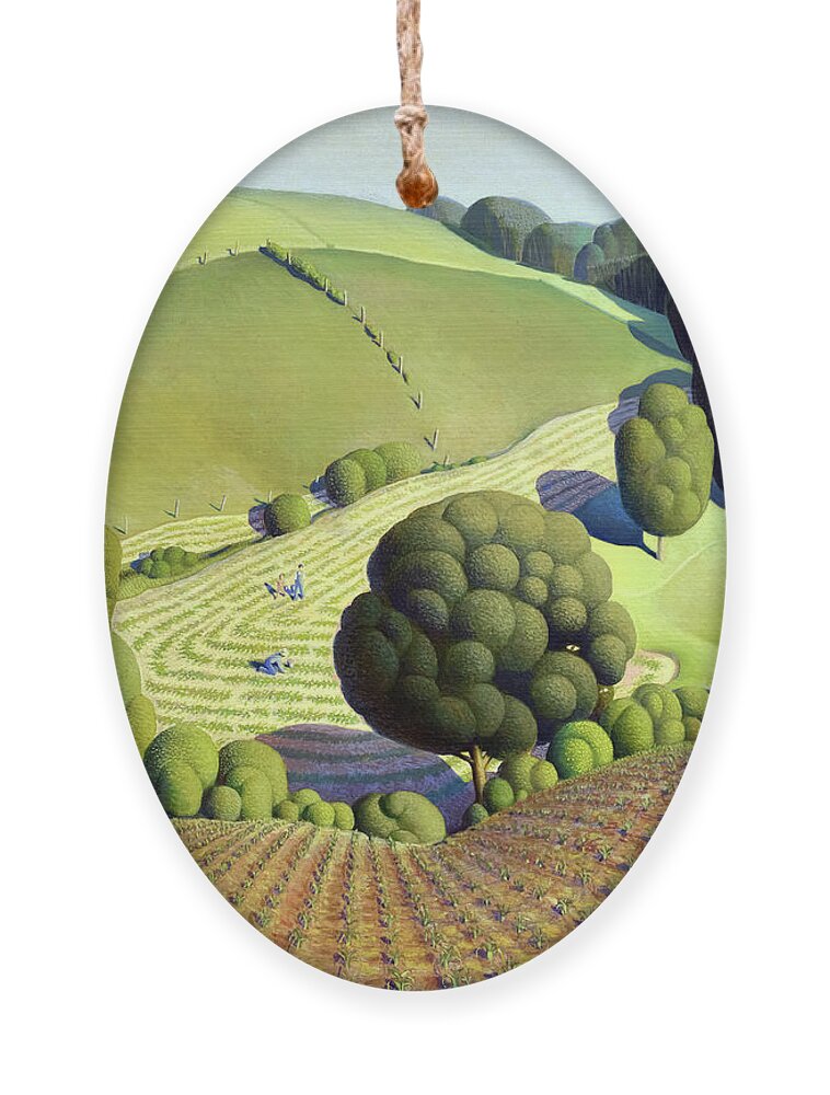 Grant Wood Ornament featuring the painting Young Corn, 1931 by Grant Wood