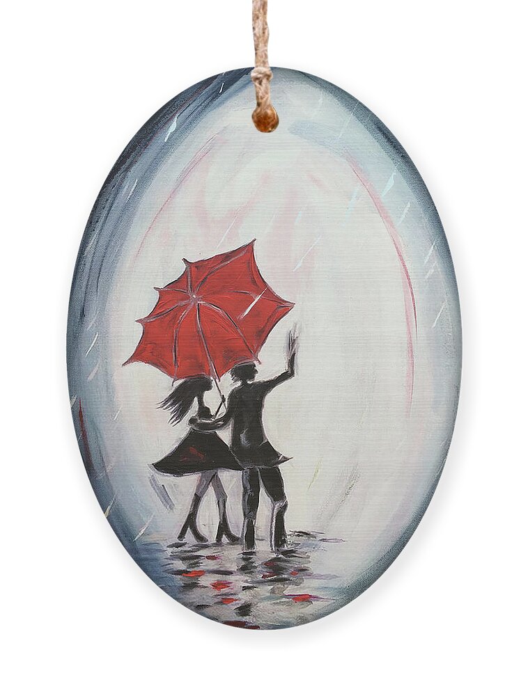 Walking Ornament featuring the painting Young Love Walking by Roxy Rich