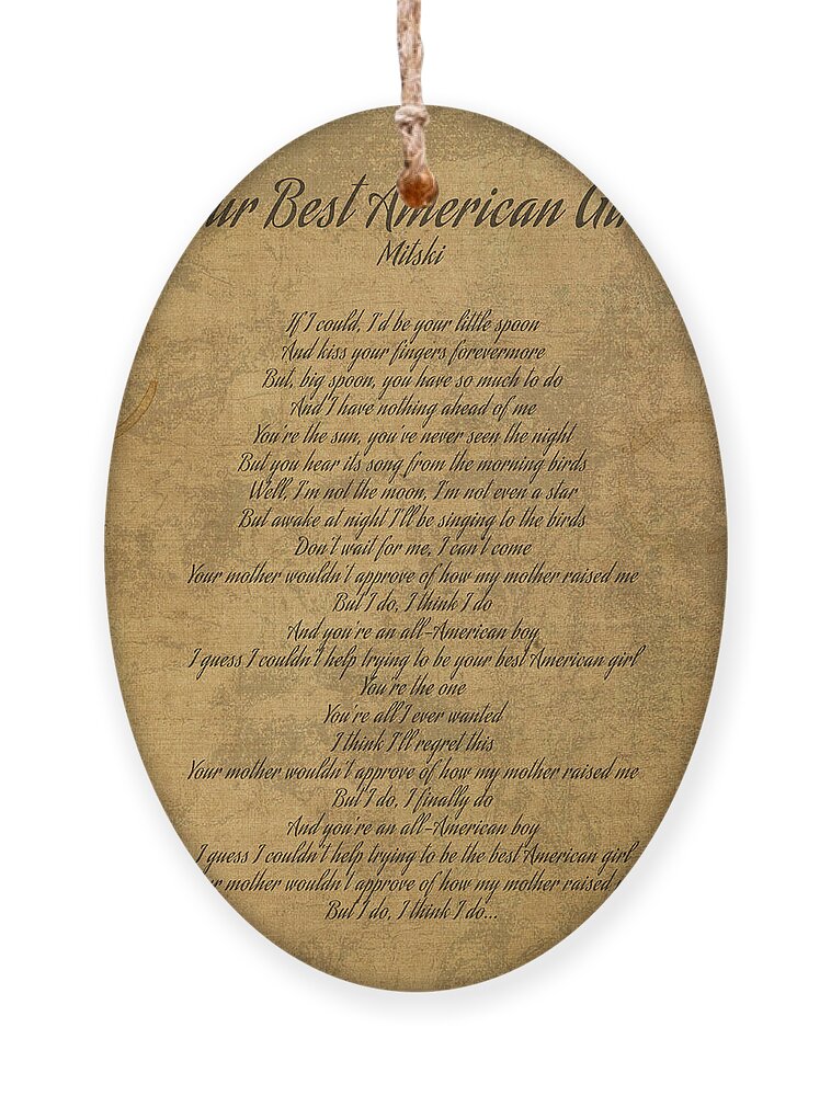 Your Best American Girl by Mitski Vintage Song Lyrics on Parchment