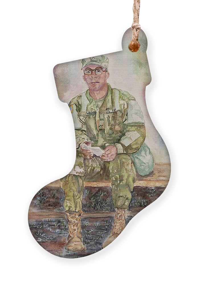 Soldier Ornament featuring the painting You've Got This by Barbara F Johnson