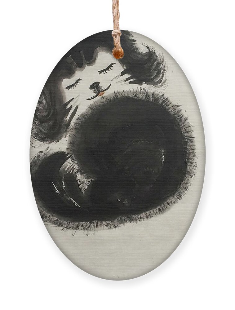 Doggie Portrait Ornament featuring the painting Zen Joy by Carmen Lam