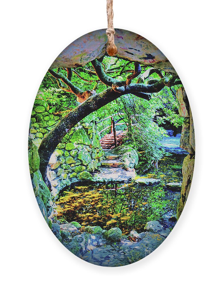 Zilker Botanical Garden Ornament featuring the digital art Zilker Botanical Garden by Savannah Gibbs