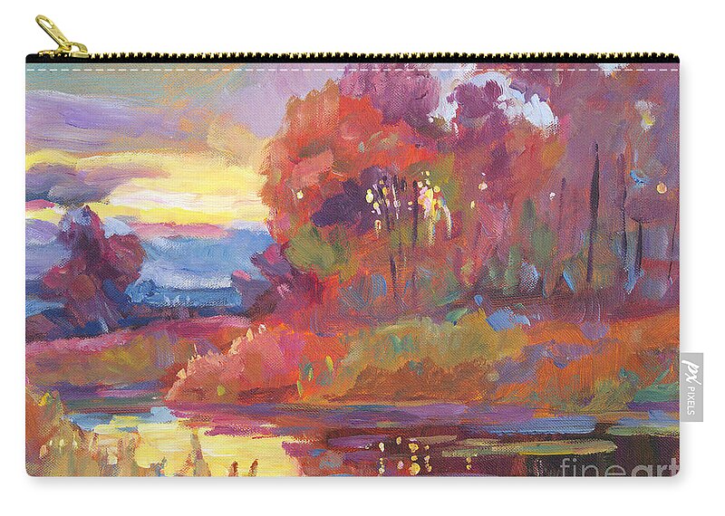 Impressionist Zip Pouch featuring the painting Autumn Light by David Lloyd Glover