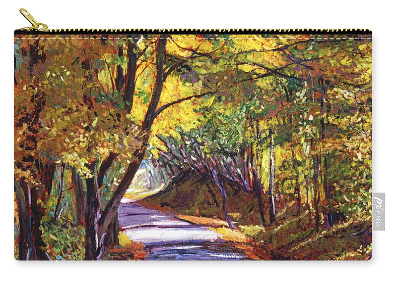 Landscape Zip Pouch featuring the painting Autumn Road by David Lloyd Glover