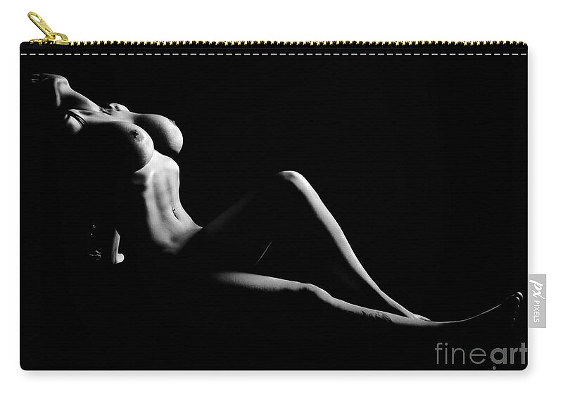 Naked Zip Pouch featuring the photograph Black And White Nude by Gunnar Orn Arnason