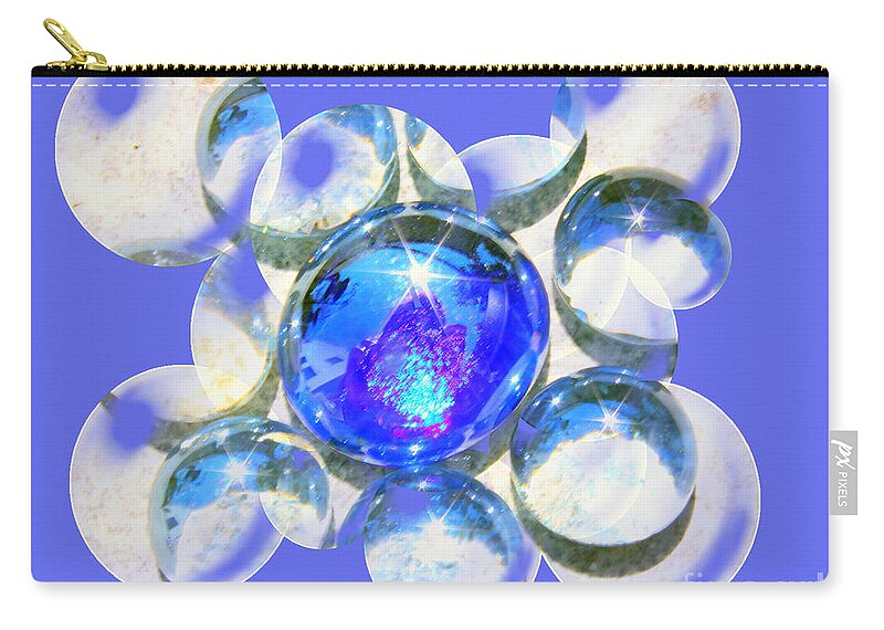 Abstract Zip Pouch featuring the photograph Blue Glass Bubble Abstract by Judy Palkimas
