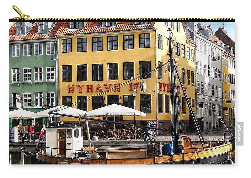 Nyhavn Zip Pouch featuring the photograph Boat In Nyhavn by Rick Rosenshein