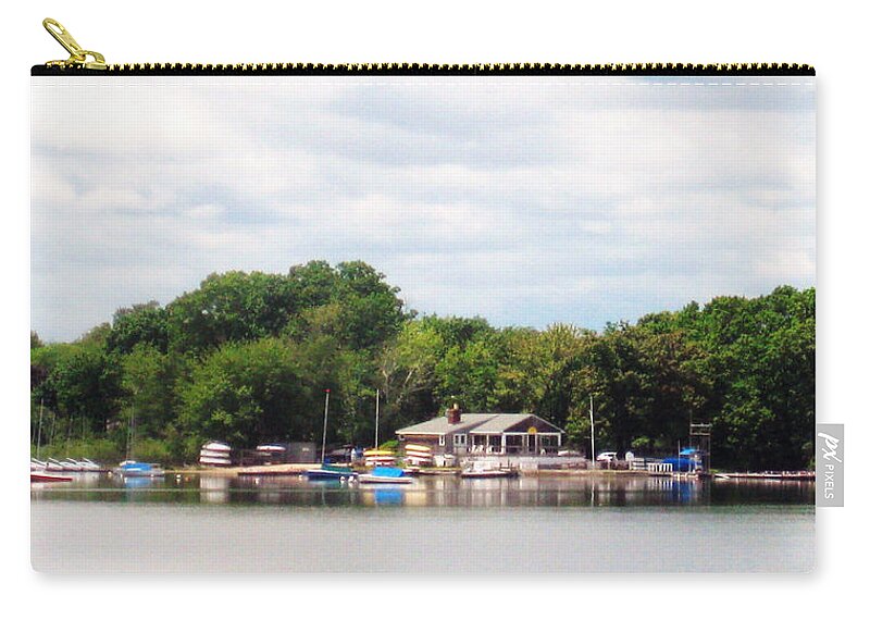 Lake Quannapowitt Zip Pouch featuring the photograph Boathouse by Katina Borges