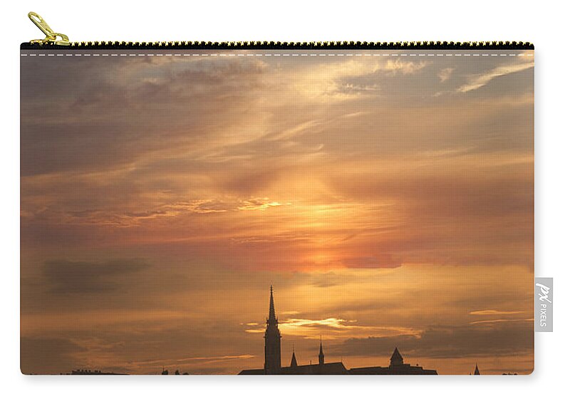 Budapest Zip Pouch featuring the photograph Budapest's Fiery Skies by Brenda Kean