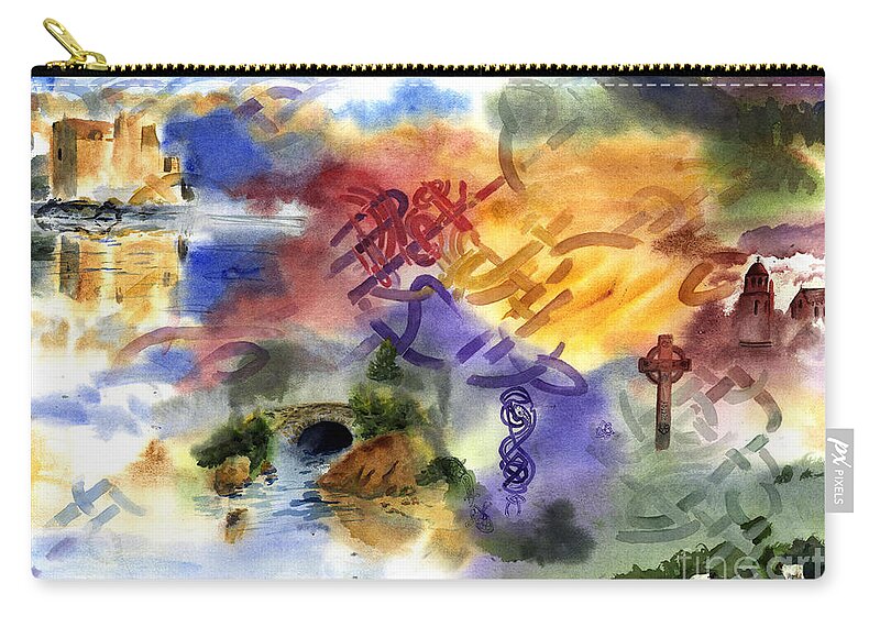 Celtic Landscape Celtic Knots Carry-all Pouch featuring the painting Celtic Knots by Maria Hunt