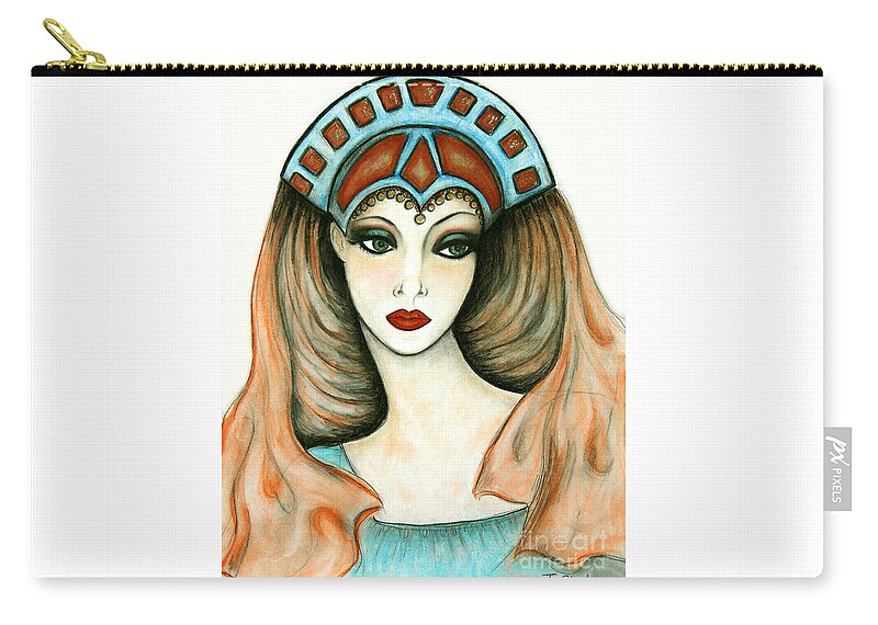 Art Print Zip Pouch featuring the drawing Enigma by Tara Shalton