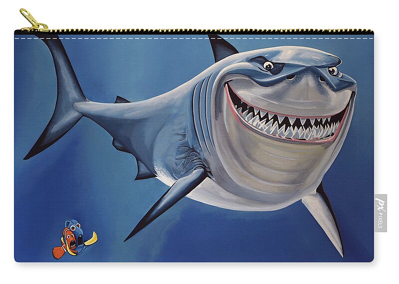 Finding Nemo Zip Pouch featuring the painting Finding Nemo Painting by Paul Meijering