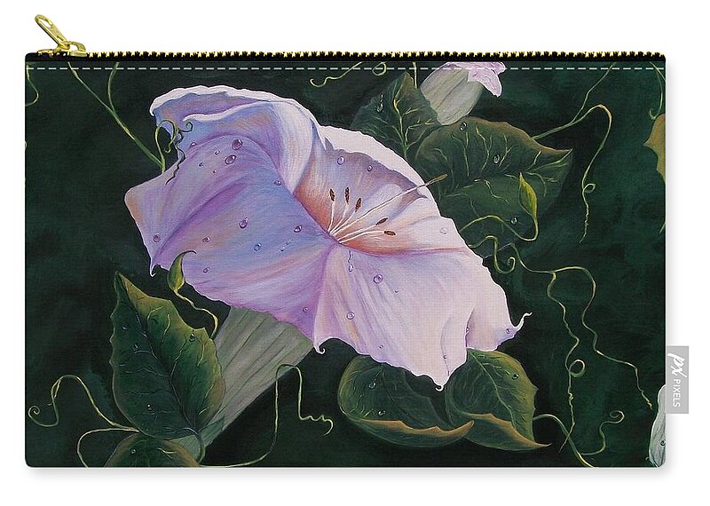 Flower Zip Pouch featuring the painting First Trumpet Flower of Summer by Sharon Duguay