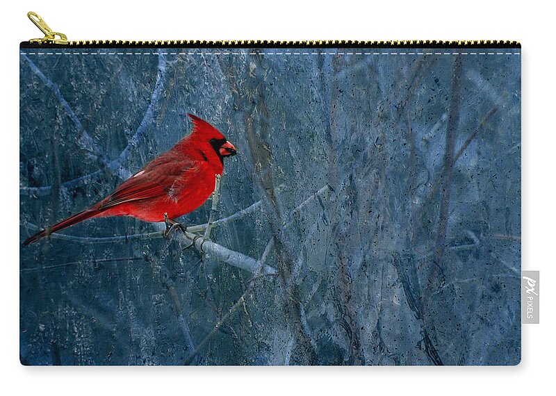 Male Northern Cardinal Carry-all Pouch featuring the photograph Northern Cardinal by Thomas Young