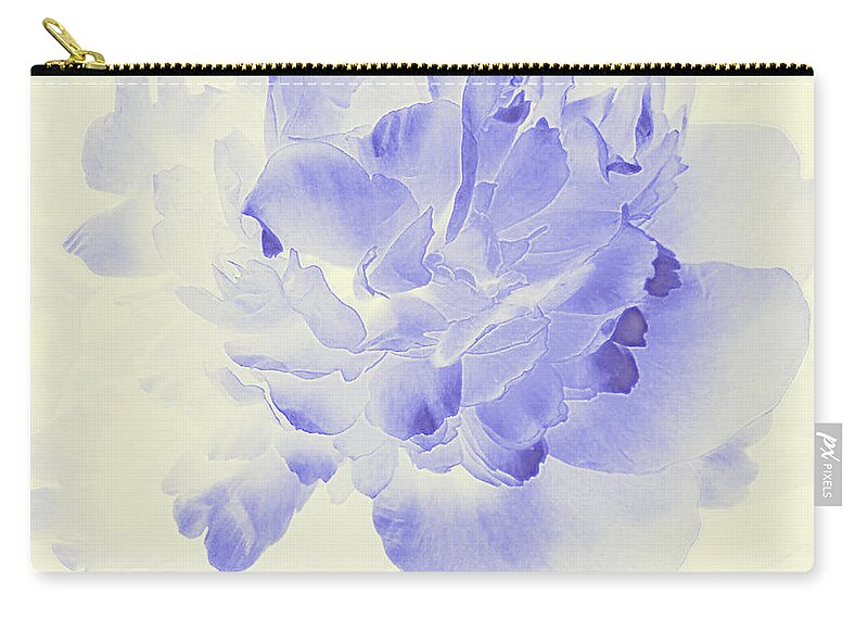 Flower Zip Pouch featuring the photograph Paeony - Shadow in Blue by Stephanie Grant